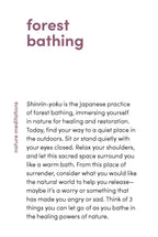 Text about forest bathing and Shinrin-yoku on a white background
