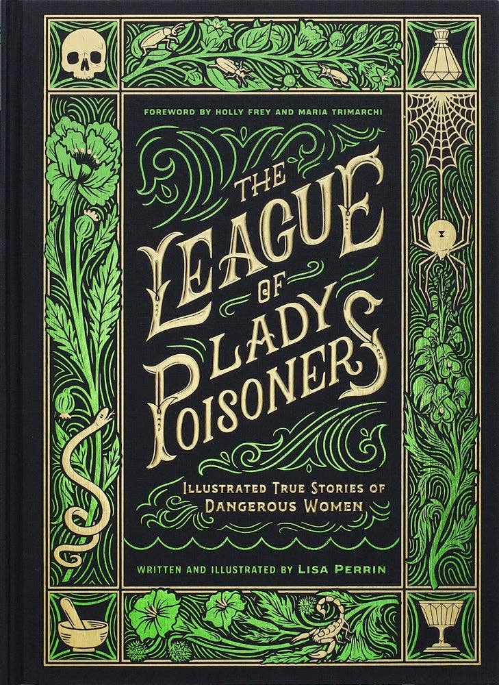 Book cover of 'The League of Lady Poisoners' with decorative green and black design.