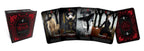 Set of tarot cards with dark, mystical designs on a white background