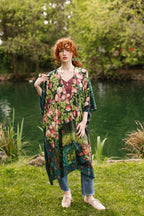 The Daydreamer Goddess Duster Kimono w/ Roses & Rabbits
