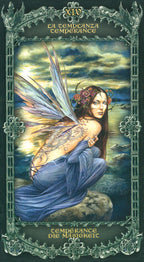 Tarot card featuring a fairy with wings and a woman's face, titled 'Temperance'.