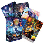 Sacred Spirit Oracle cards with colorful designs and packaging on a white background
