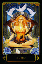 Tarot card featuring a central figure with wings and 'XIV Self' at the bottom