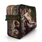 Multicolored pouch with fantasy design featuring a nude figure and intricate patterns.