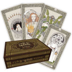 Celtic Spirit Tarot cards with a wooden box on a white background