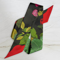 Skinny Silk Scarf / Tarot Tie - Secret Peony Garden
