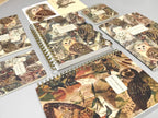 Notebooks with owl illustrations on a gray surface