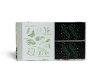 Set of four cards with nature-themed illustrations on a white background