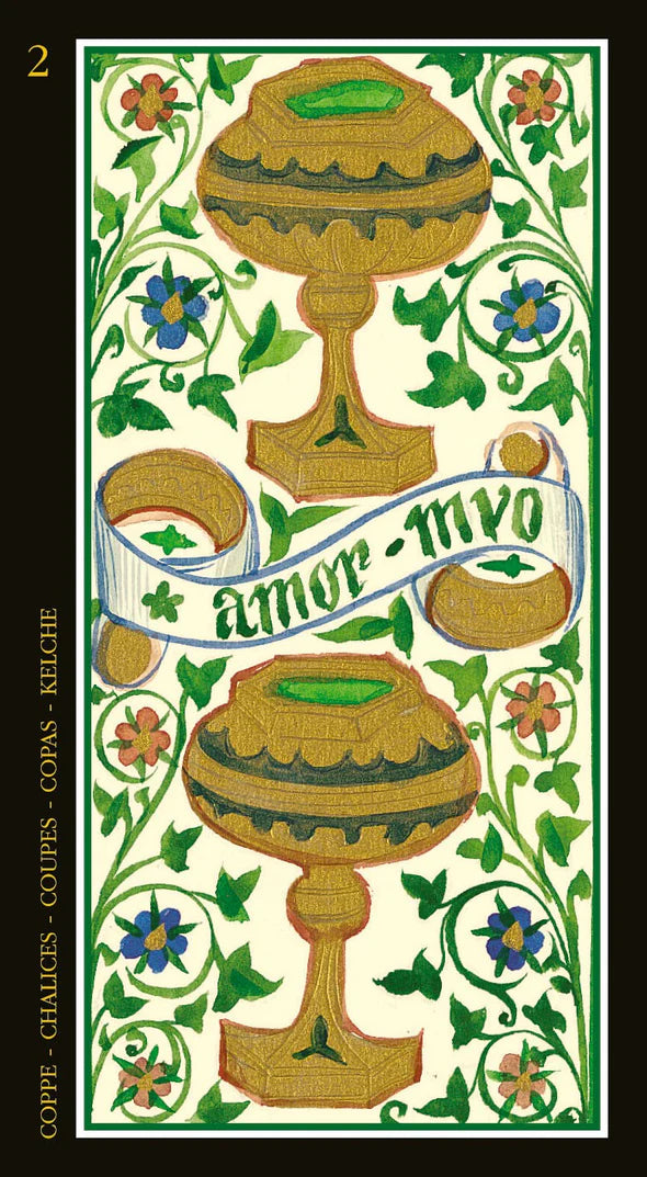 Decorative card with floral patterns and text 'Amor Mio' on a white background
