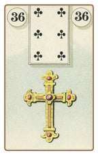 Card with a decorative cross and number 36 on a light background