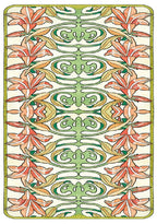Decorative mat with floral pattern and green border
