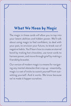 Text explaining the concept of magic on a card with decorative border