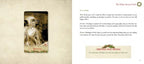 A printed card or booklet spread showing a vintage-style illustration labeled 'The Major Miraculous Card' on the left and a text message titled 'In a reading' on the right, with a cream background.