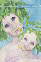 Two humanoid figures with leafy branches and the word 'Empress' above them on a blue background.