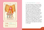 Tarot card titled 'The High Priestess' with an illustration of a woman sitting on a stool, surrounded by text and labels.