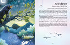 Illustration of a blackbird and rabbit in a natural setting with text on the right side.