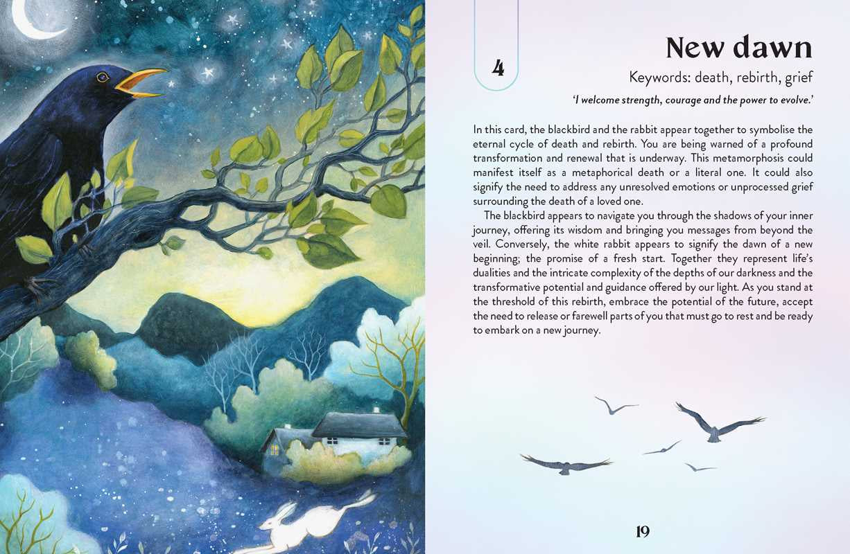 Illustration of a blackbird and rabbit in a natural setting with text on the right side.