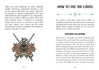 Instructions on how to use cards with a decorative skull and roses design.