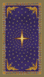 Decorative card with a star design on a blue background