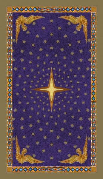 Decorative card with a star design on a blue background