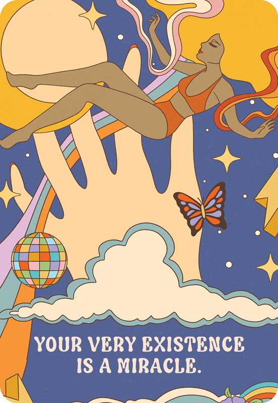 Artistic depiction of a person lounging on a cloud with celestial elements and motivational text.