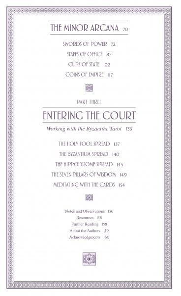 Table of contents page for a book titled 'The Minor Arcana' with a decorative border.