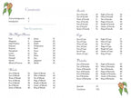 Table of contents for a tarot card book with illustrations and text.