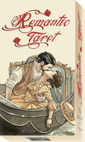Box of 'Romantic Tarot' with illustration of a couple embracing.