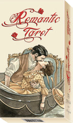 Box of 'Romantic Tarot' with illustration of a couple embracing.