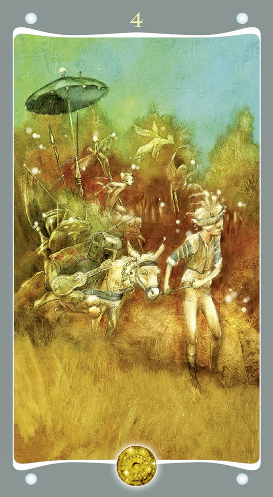 Illustration of a scene with people and animals in a natural setting