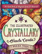 Cover of 'The Illustrated Crystallary Oracle Cards' with colorful design and text.
