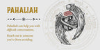 Decorative design with an eagle and snake entwined, featuring text about 'Pahaliah'.