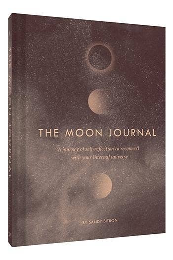 Book titled 'The Moon Journal' with celestial design on cover