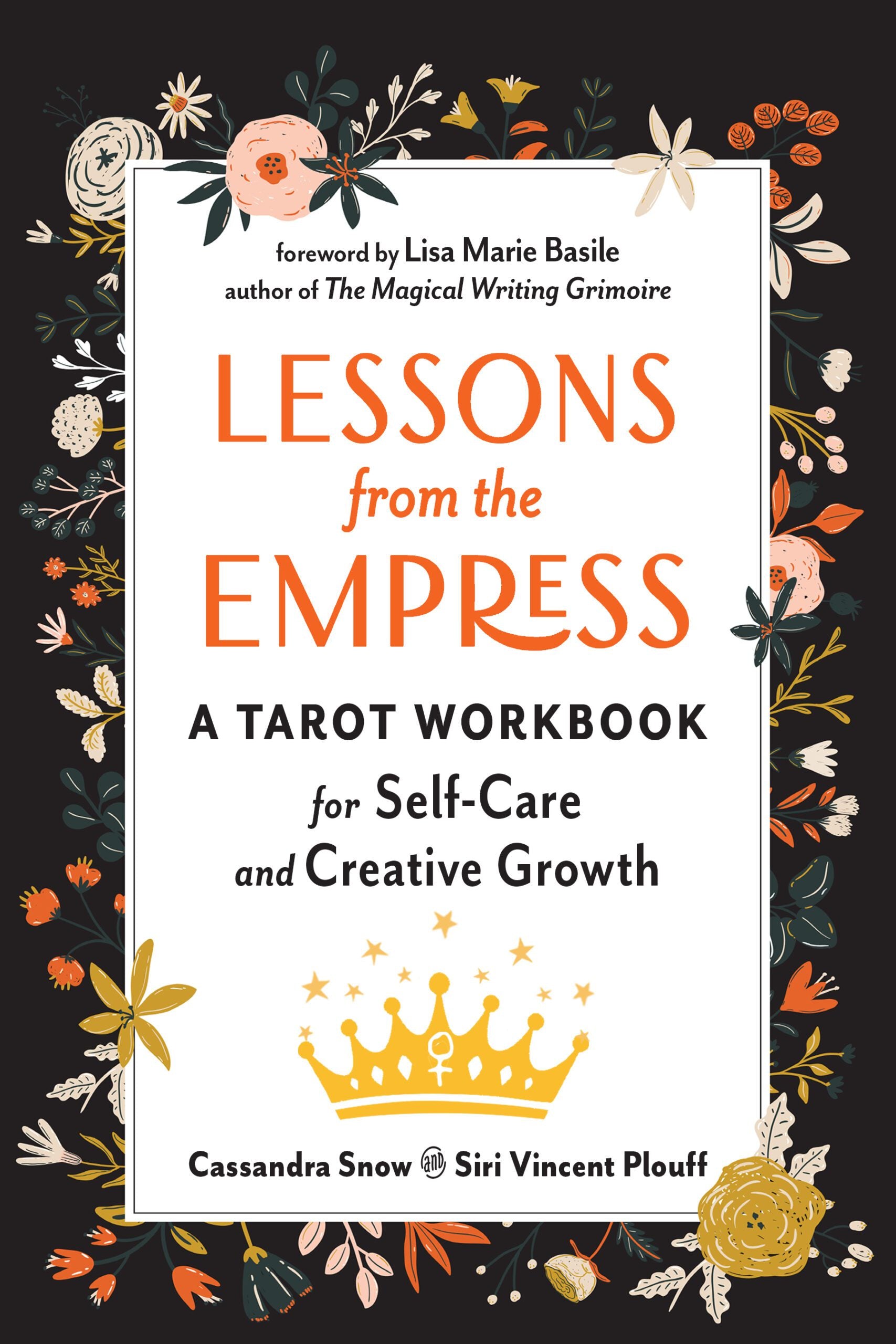 Book cover of 'Lessons from the Empress' with floral design on a black background