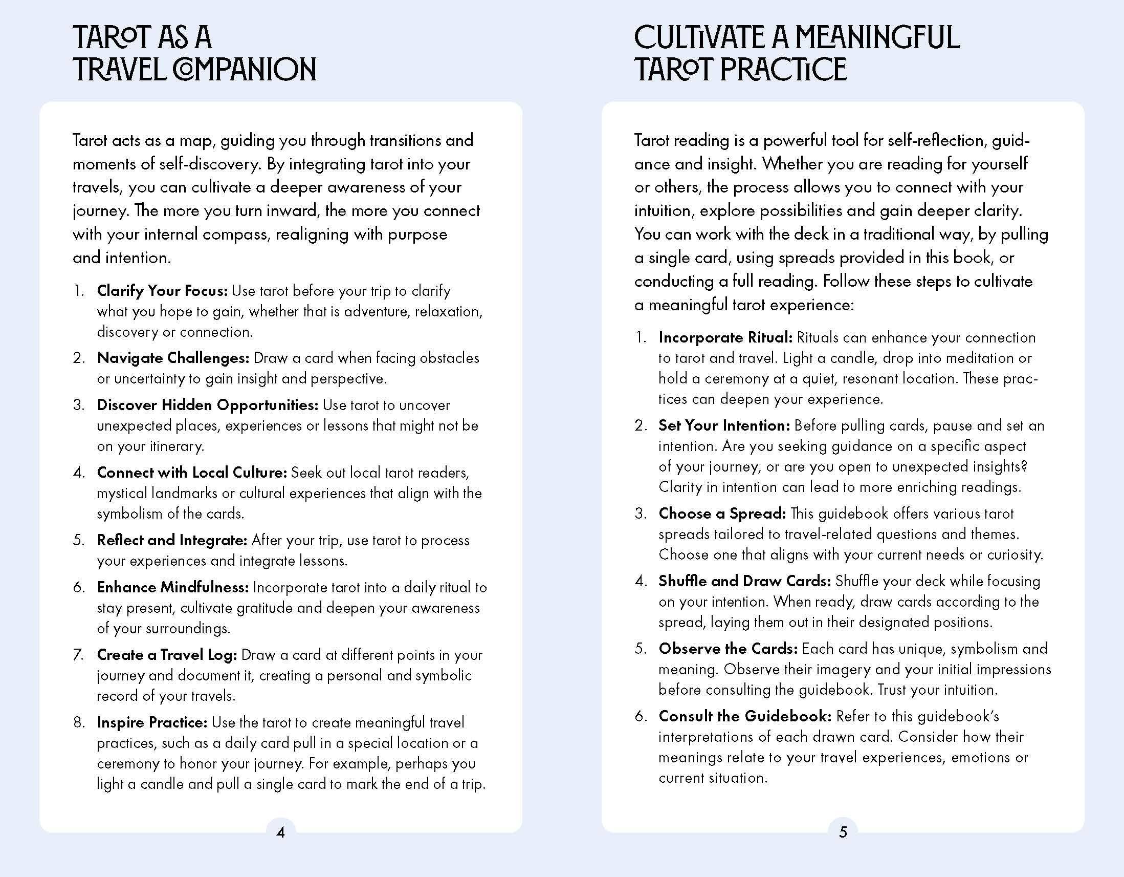 Instructions for cultivating a meaningful tarot practice on a white background