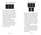 Instructions for a three-card and Sirius Star Spread Tarot card layout on a white background.