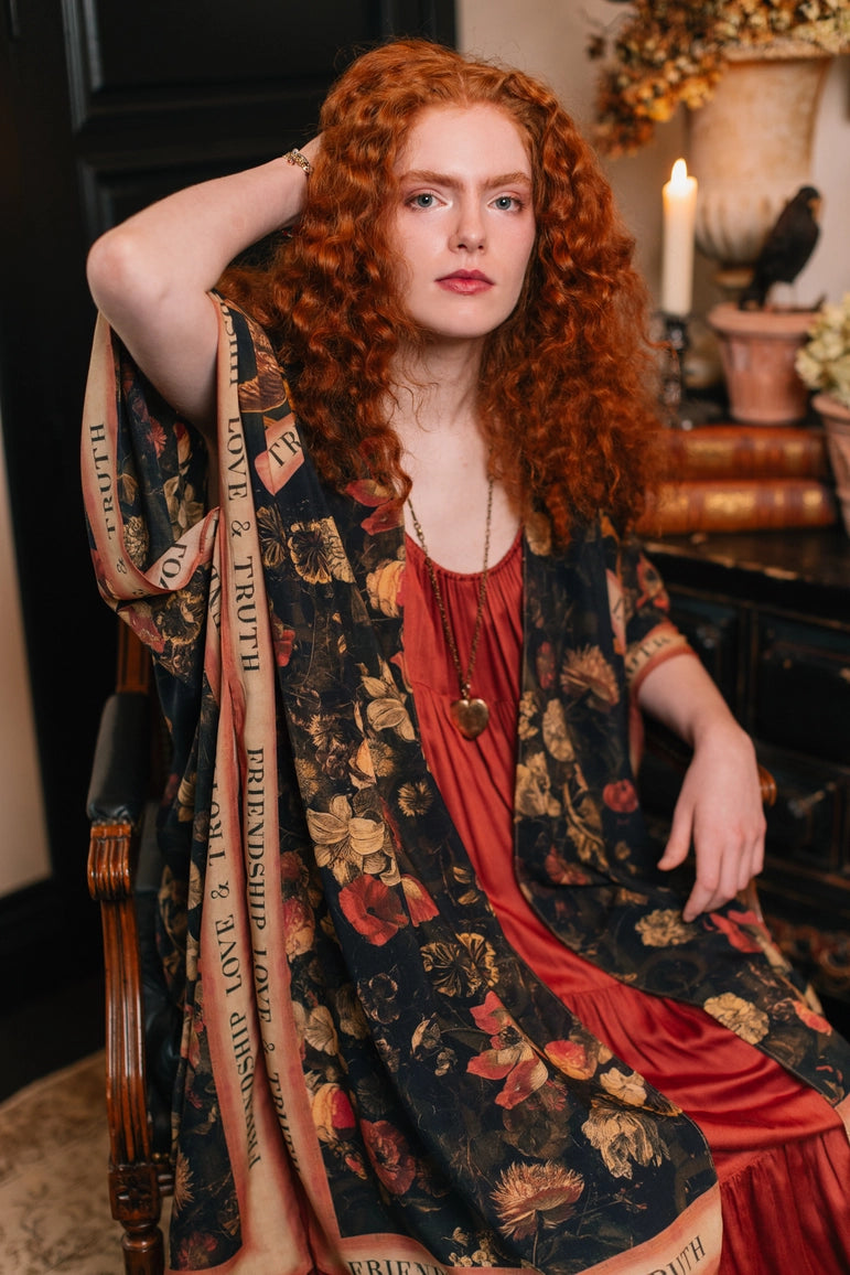 Heart of Gold Goddess Starduster Kimono w/ Sacred Heart