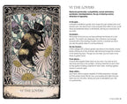 Tarot card titled 'The Lovers' with a bee and flowers on a decorative border.