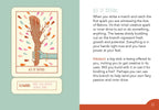 Card with illustration of a branch and text on a light green background