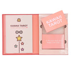 Kawaii Tarot card set with pink packaging and tarot cards on a white background