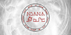 Circular logo with text on a white background