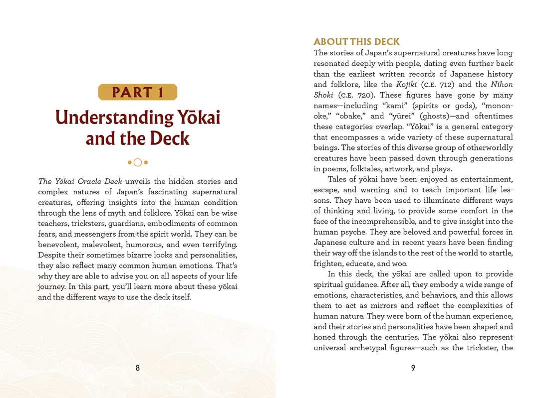 Book page with text about Yokai and the Deck, featuring a white background and black text.