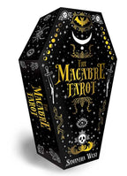 Coffin-shaped packaging for 'The Macabre Tarot' by Samantha West on a white background