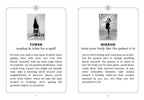 Two pages from a book or magazine with text and images of people in various poses.