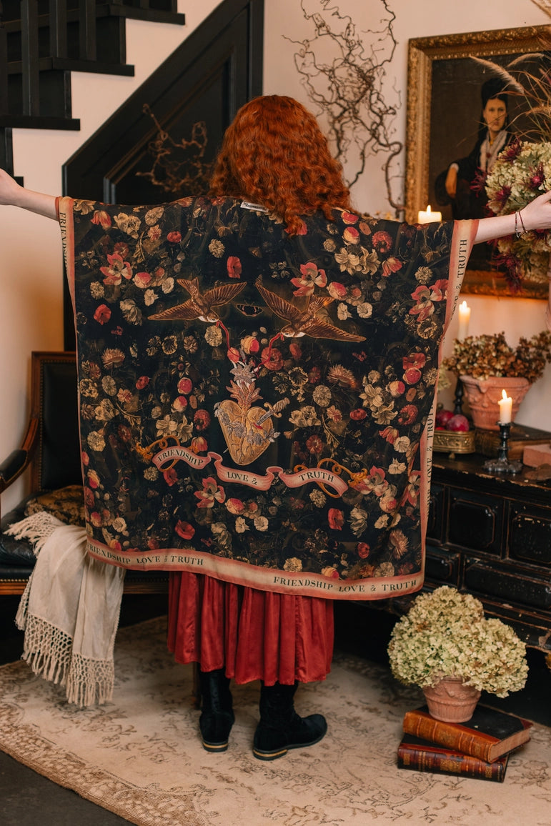 Heart of Gold Goddess Starduster Kimono w/ Sacred Heart