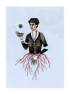 Illustration of a person with roots emerging from their feet, holding a funnel.