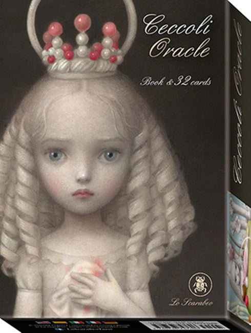 Cecchi Oracle book and card set packaging with a stylized illustration of a young girl holding a heart.