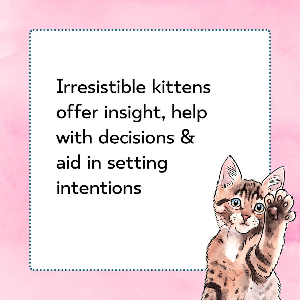 Cartoon cat waving with text on a pink background