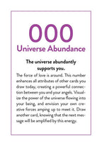 Card with 'Universe Abundance' text and instructions on a white background