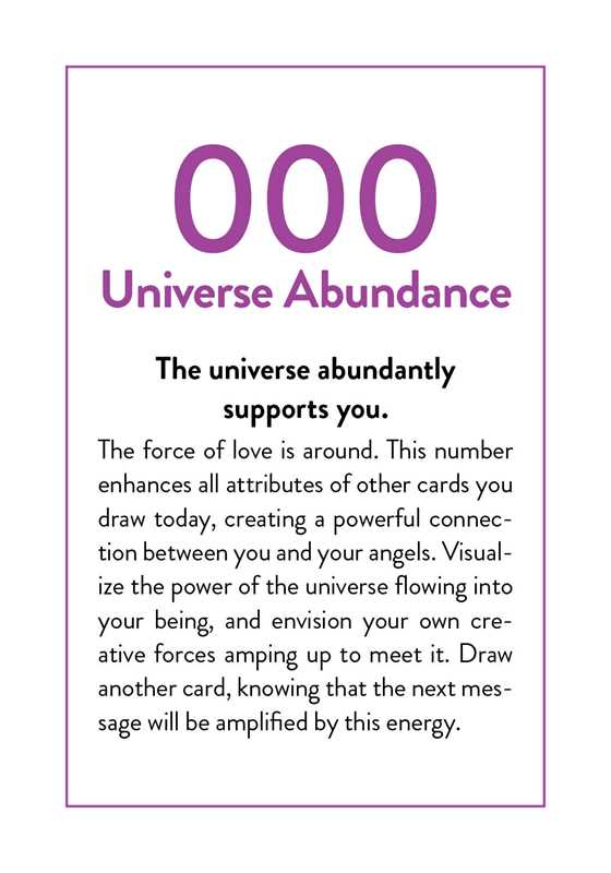 Card with 'Universe Abundance' text and instructions on a white background